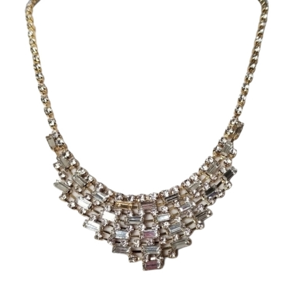 Prom Wedding Gold Rhinestone Elegant Necklace Valentines Day - Picture 6 of 6